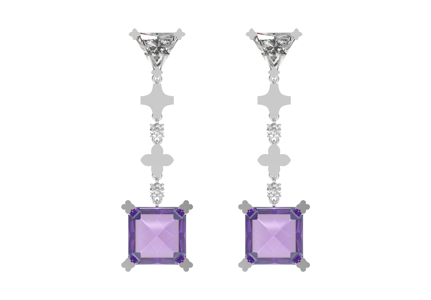 Pair of Xuguang Series Purple Sapphire Earrings