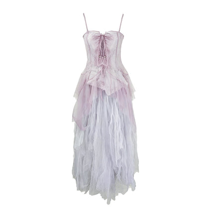 Fragmented Memories Anna Smocked Maxi Dress Purple