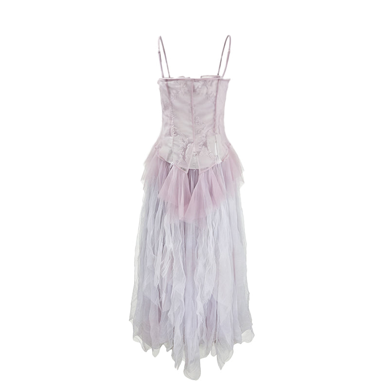 Fragmented Memories Anna Smocked Maxi Dress Purple