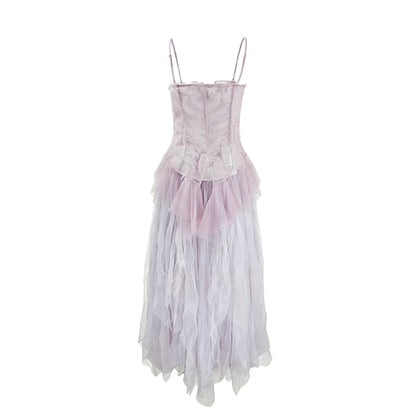 Fragmented Memories Anna Smocked Maxi Dress Purple