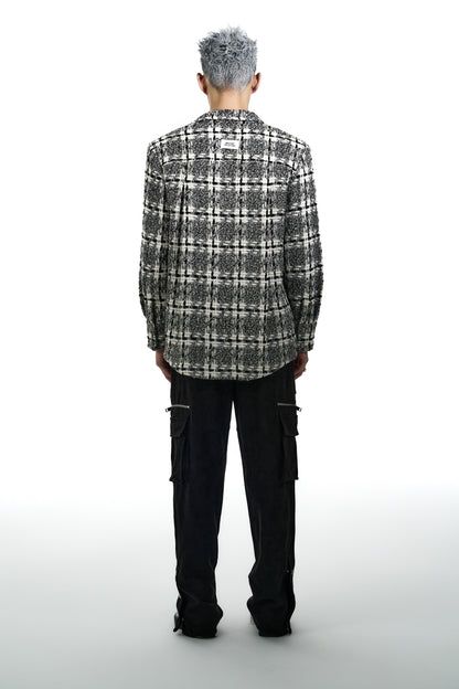 Volcano Grey Woven Checkered Padded Shirt Jacket