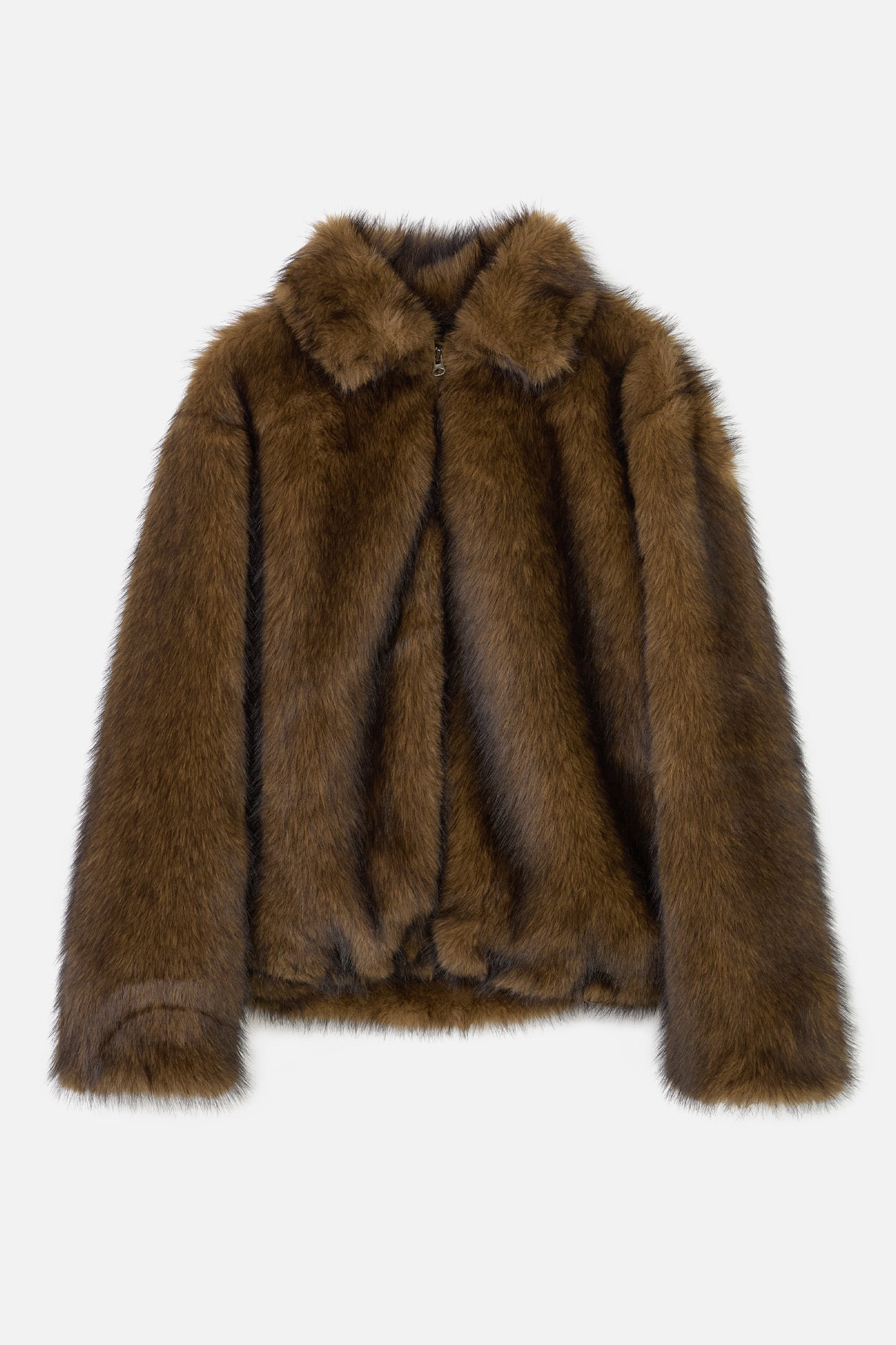 BRUSHED FUR JACKET / BROWN