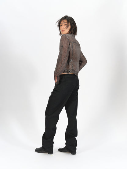 Denim-Print Ramie Shirt