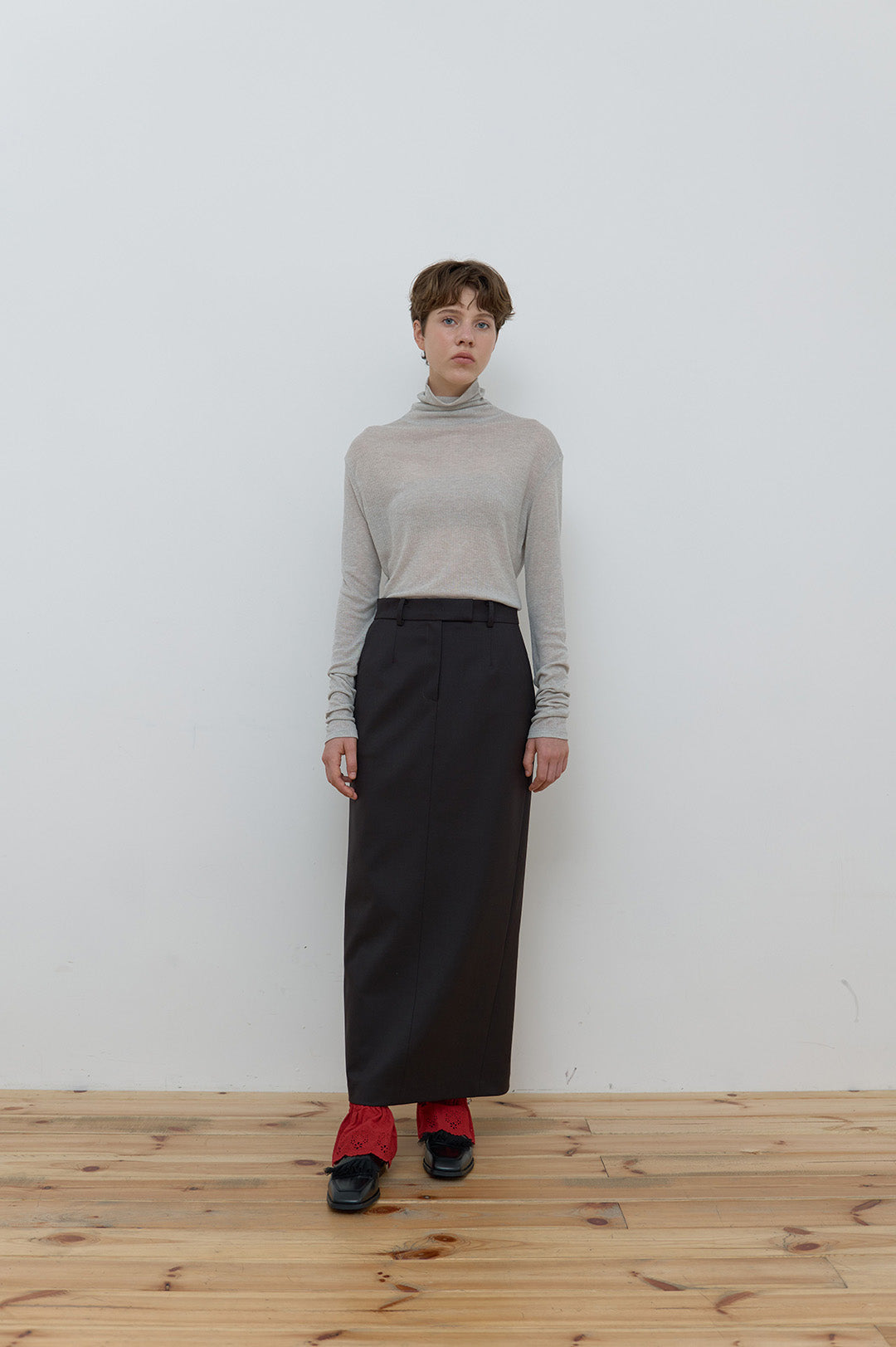 BASIC TURTLE NECK TOP LIGHT GREY