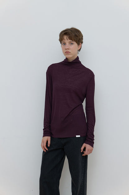 BASIC TURTLE NECK TOP LIGHT PURPLE