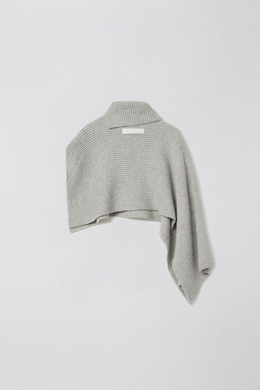 SLIT WOOL KNIT CAPE MELANGE