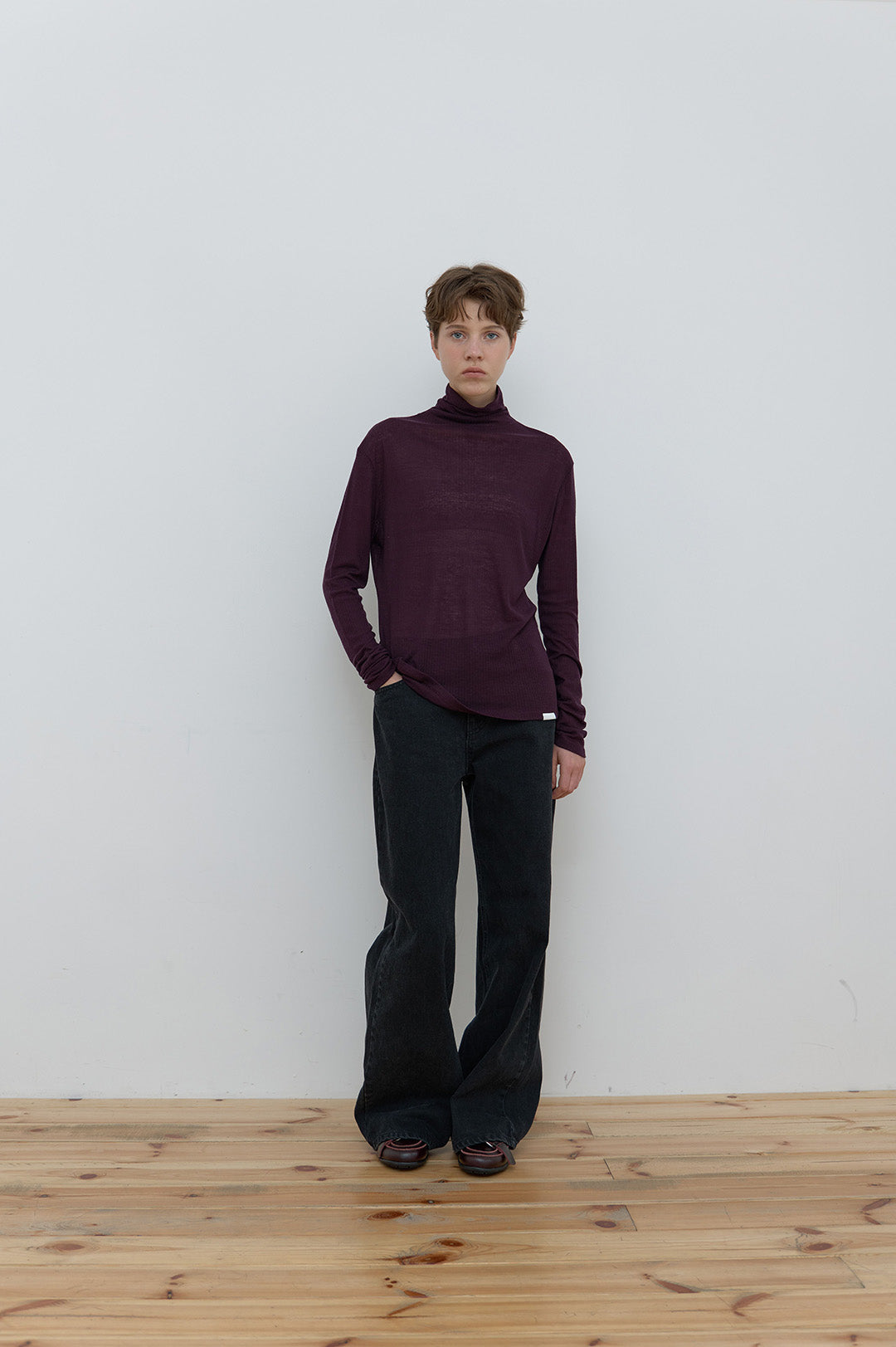 BASIC TURTLE NECK TOP LIGHT PURPLE