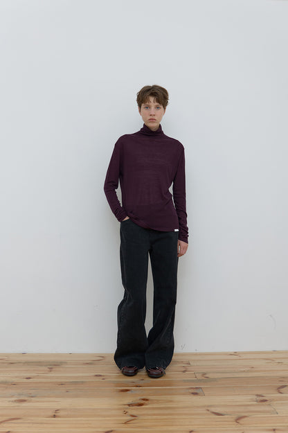 BASIC TURTLE NECK TOP LIGHT PURPLE