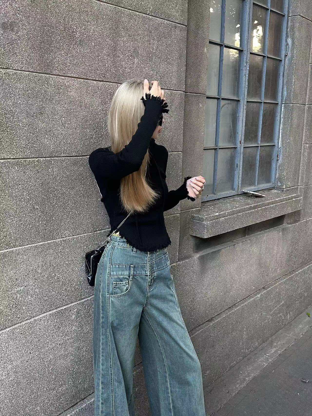 Cut-and-Patch Wide-Leg Jeans