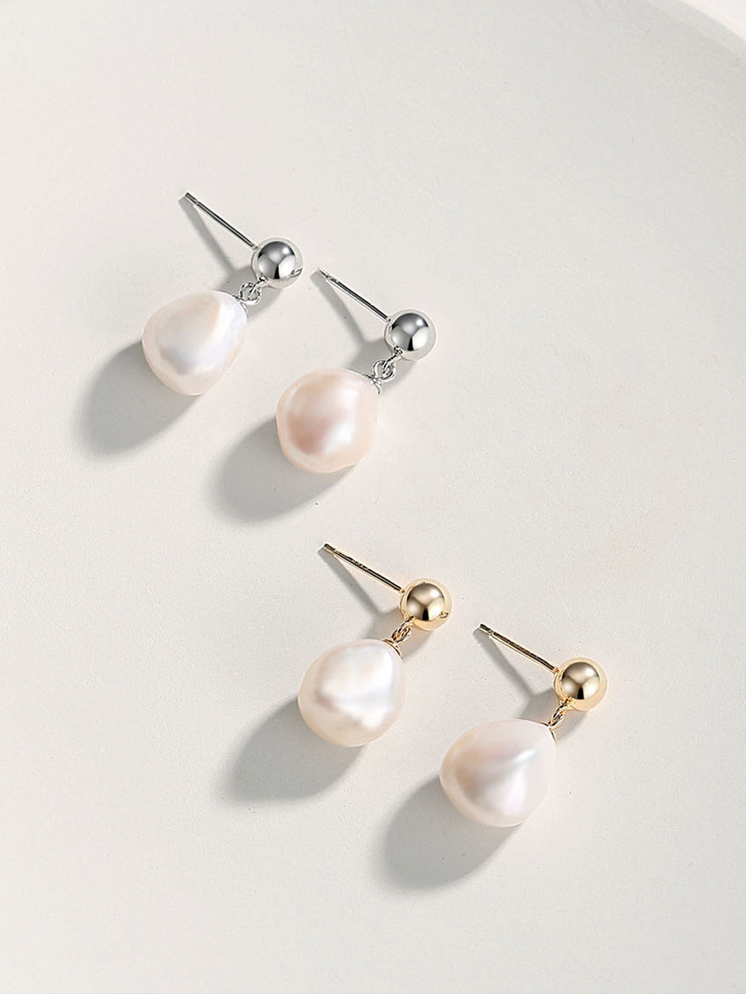 Golden Baroque Pearl Earrings