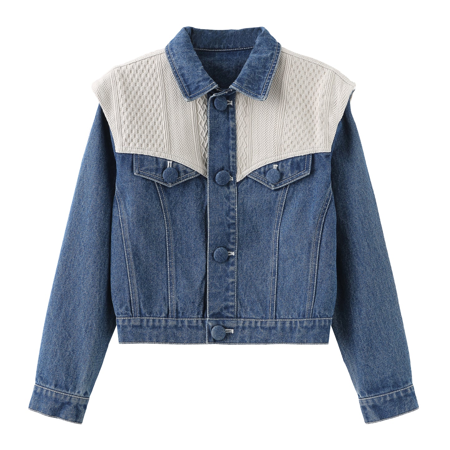 Knit Panel Denim Jacket