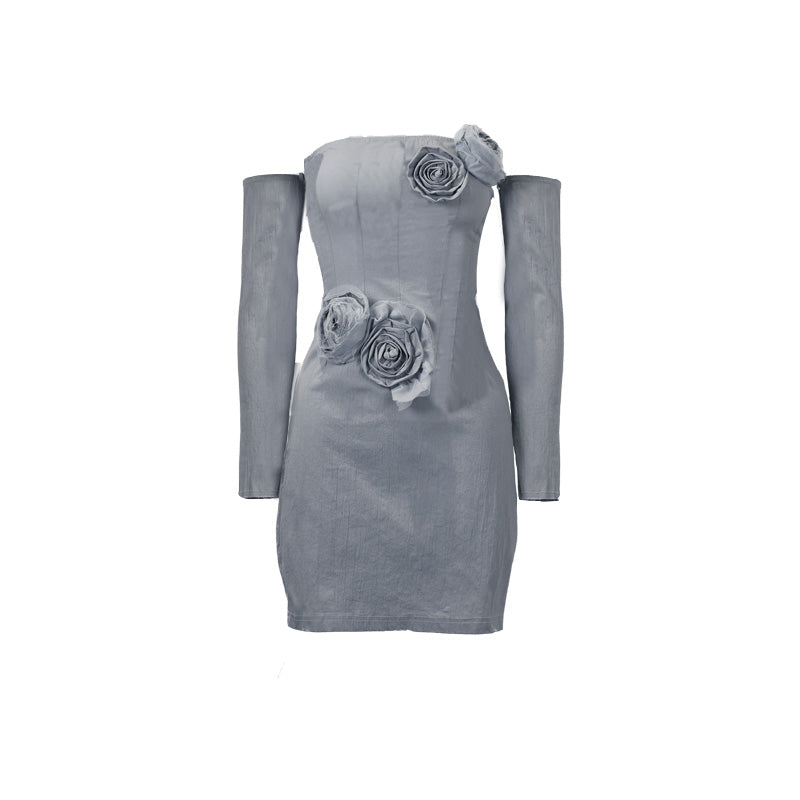 One-Shoulder Floral Bubble Dress