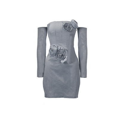 One-Shoulder Floral Bubble Dress
