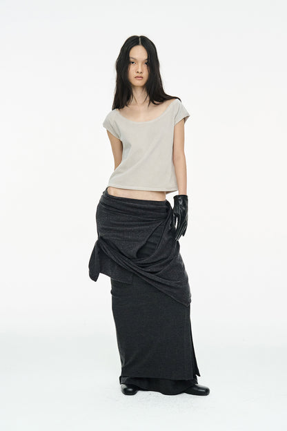 LAYERED FLARE TOP / CHARCOAL