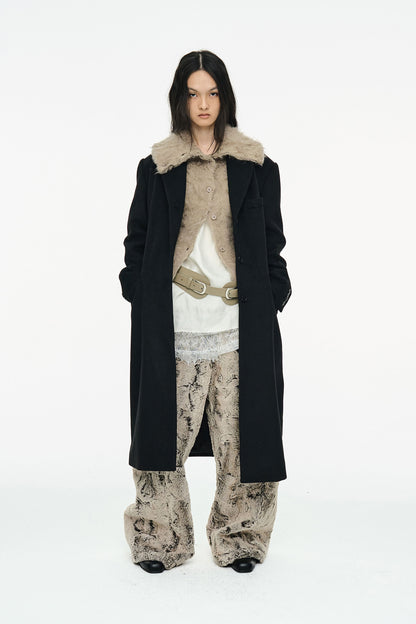 HAIRY COLLAR CARDIGAN / BEIGE