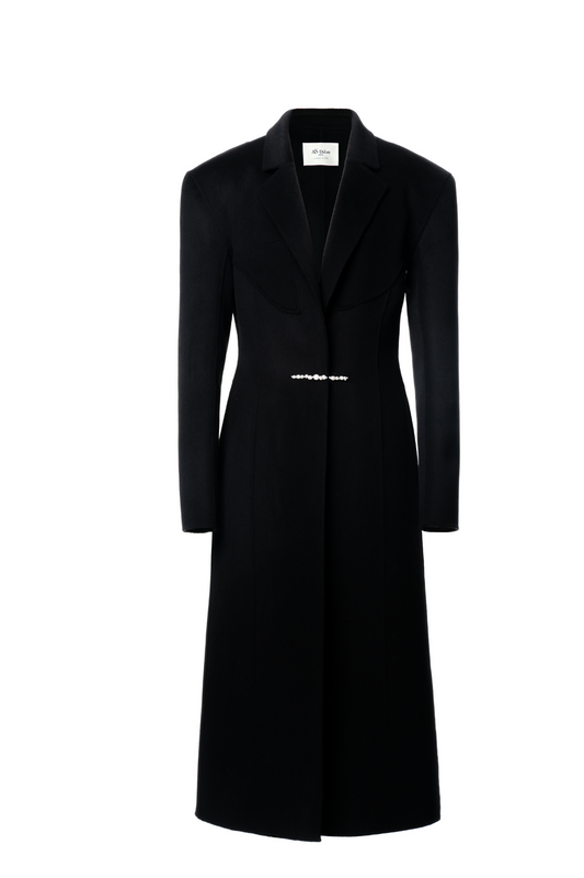Natural Pearl Black Cashmere Overcoat