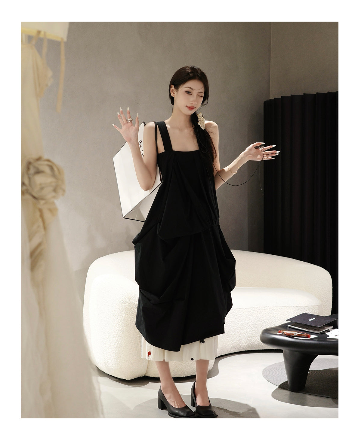 Cloud Ruffle Suspender Dress