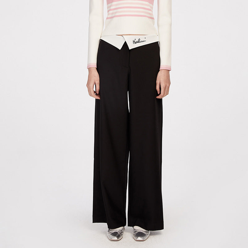 Embroidered Logo Flared Hem Trousers