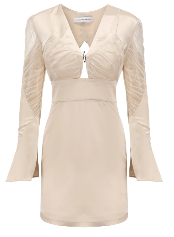 Champagne Dress with Bodice Pleating