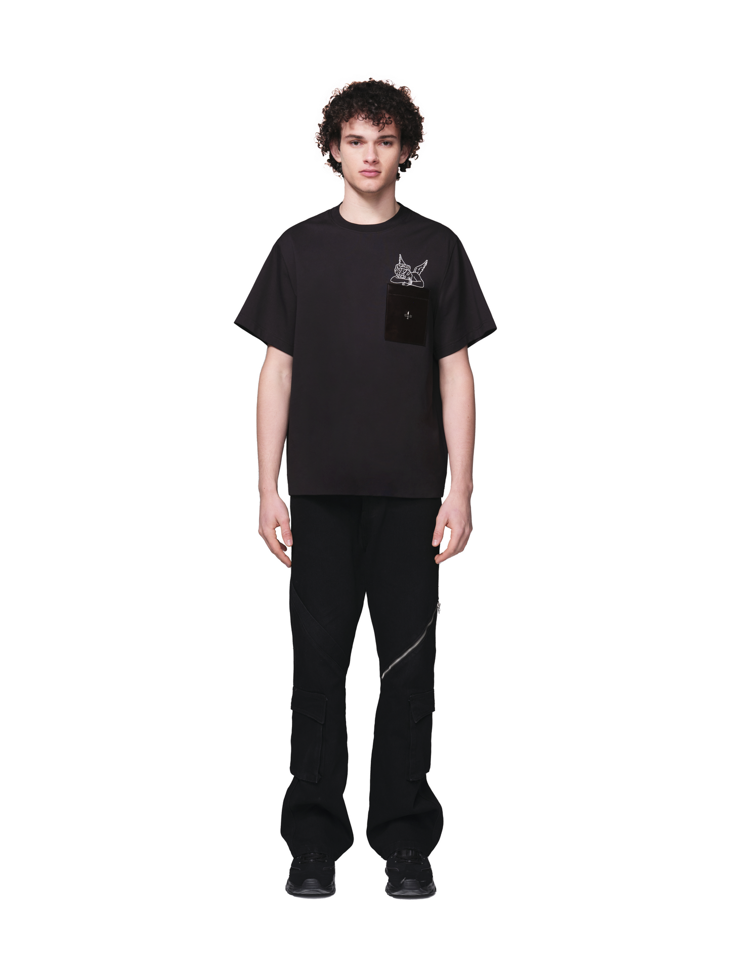 Slumbering Angel Embroidered Fine Horsehair Pocket Patched Tee