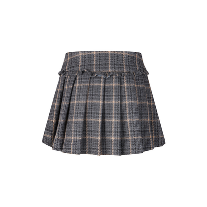 Retro Plaid Pleated Mini Skirt