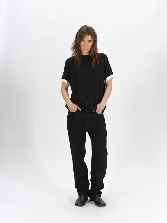 Satin Rolled-Sleeve Tee