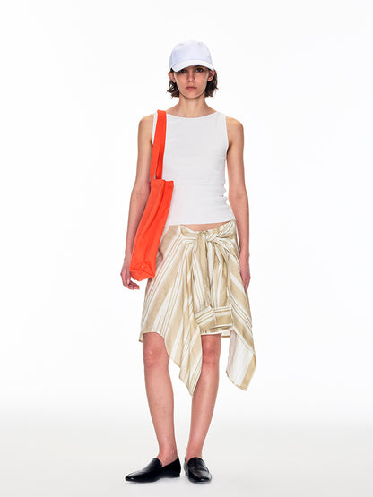 LINEN STRIPED WRAP SKIRT