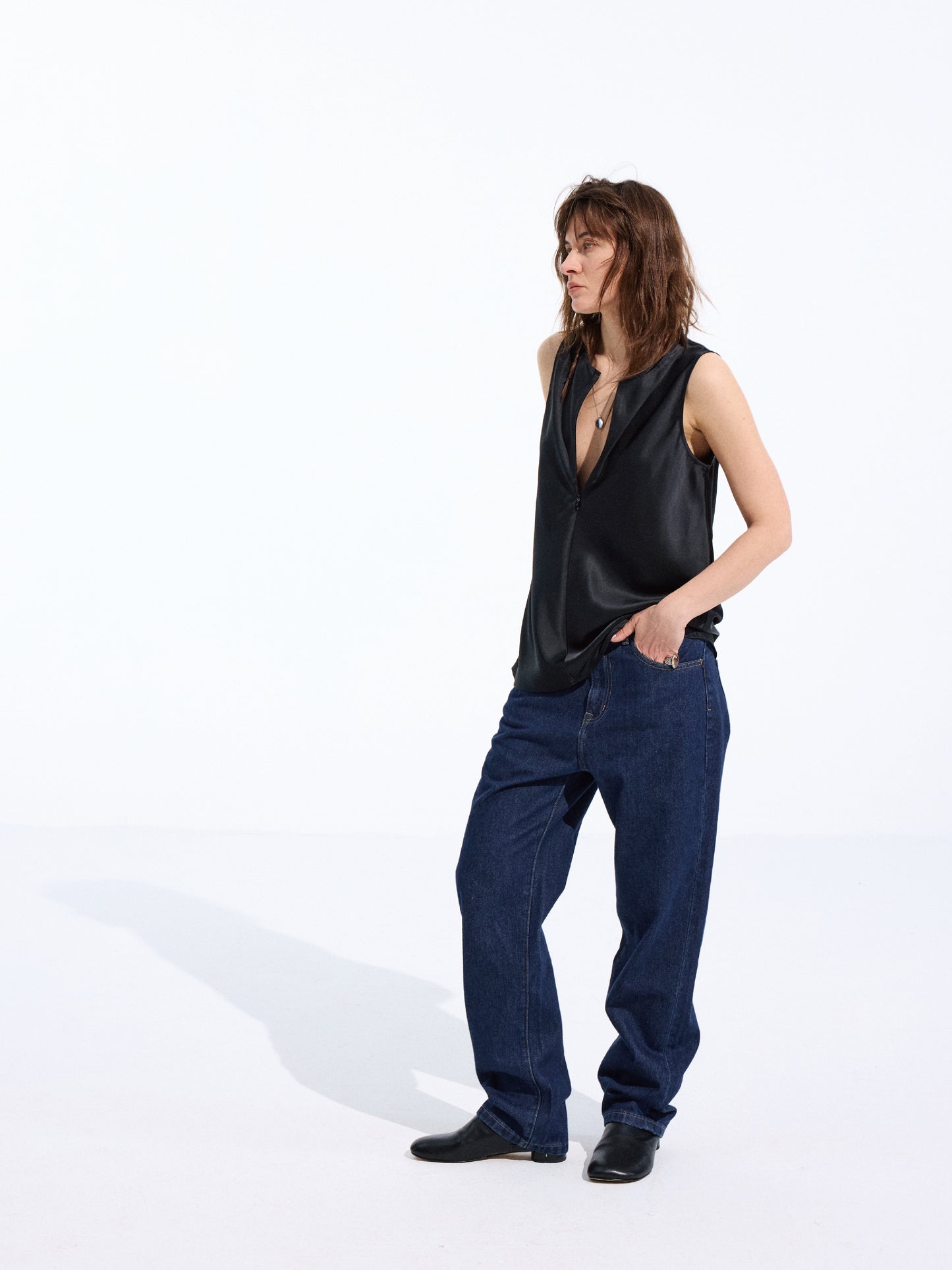 Satin Tank with Invisible Zipper