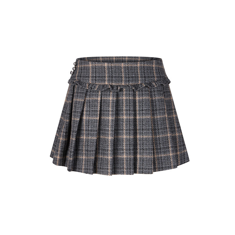 Retro Plaid Pleated Mini Skirt