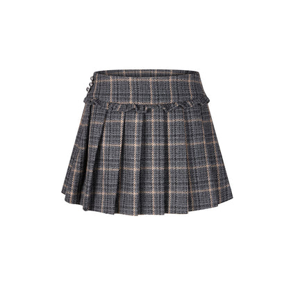 Retro Plaid Pleated Mini Skirt