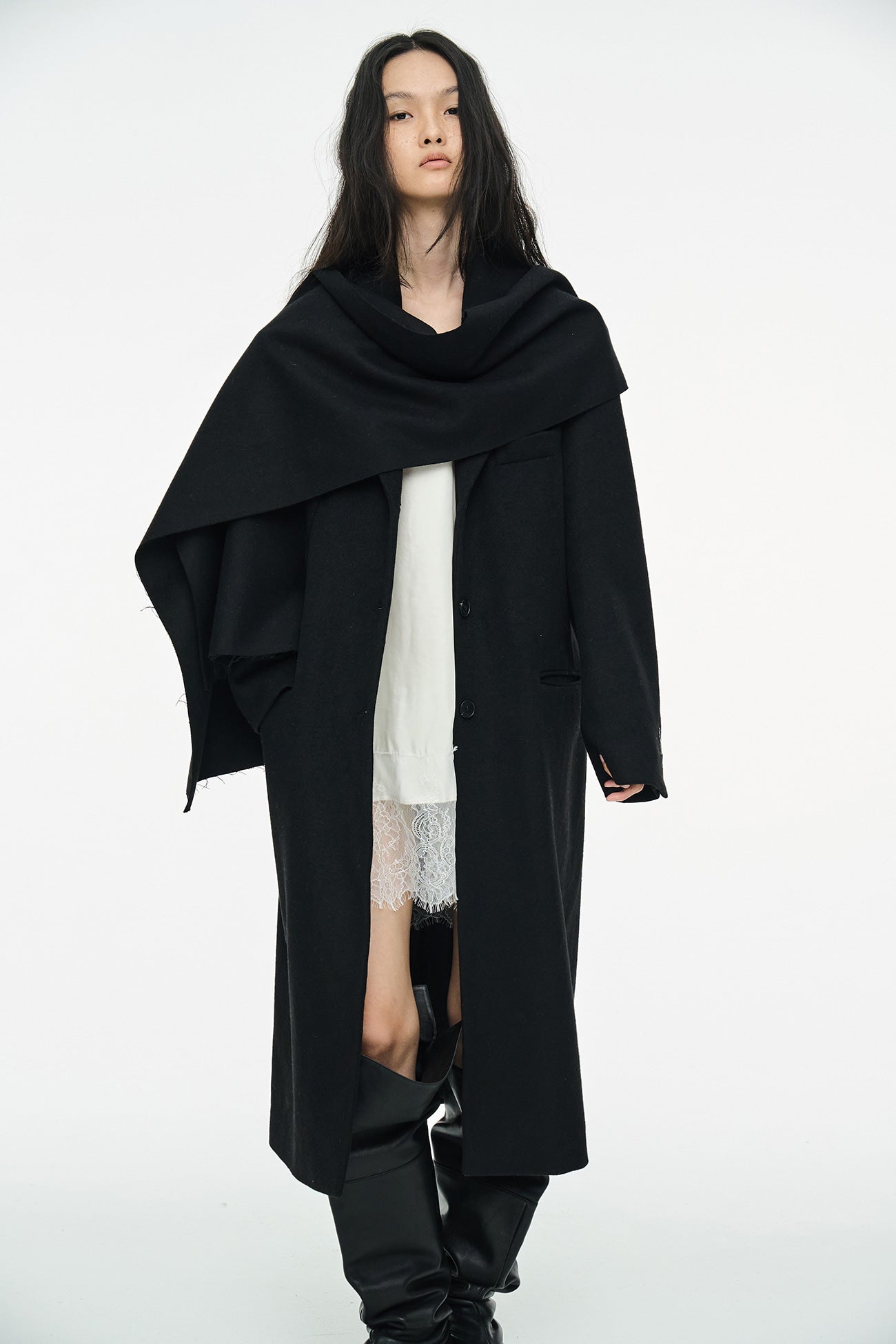 CLASSIC SCARF COAT / BLACK