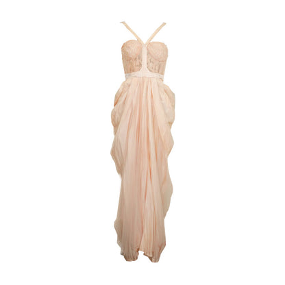Hollow Floral Vase Dress Sweet Potato Pink