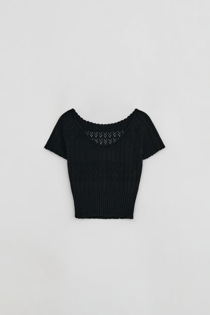 SCALLOP HALF SLEEVE KNIT