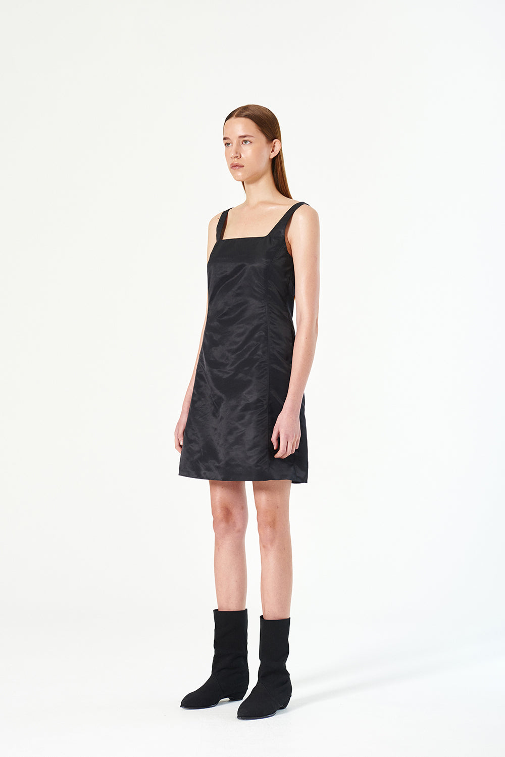 NYLON CURVED DRESS Black