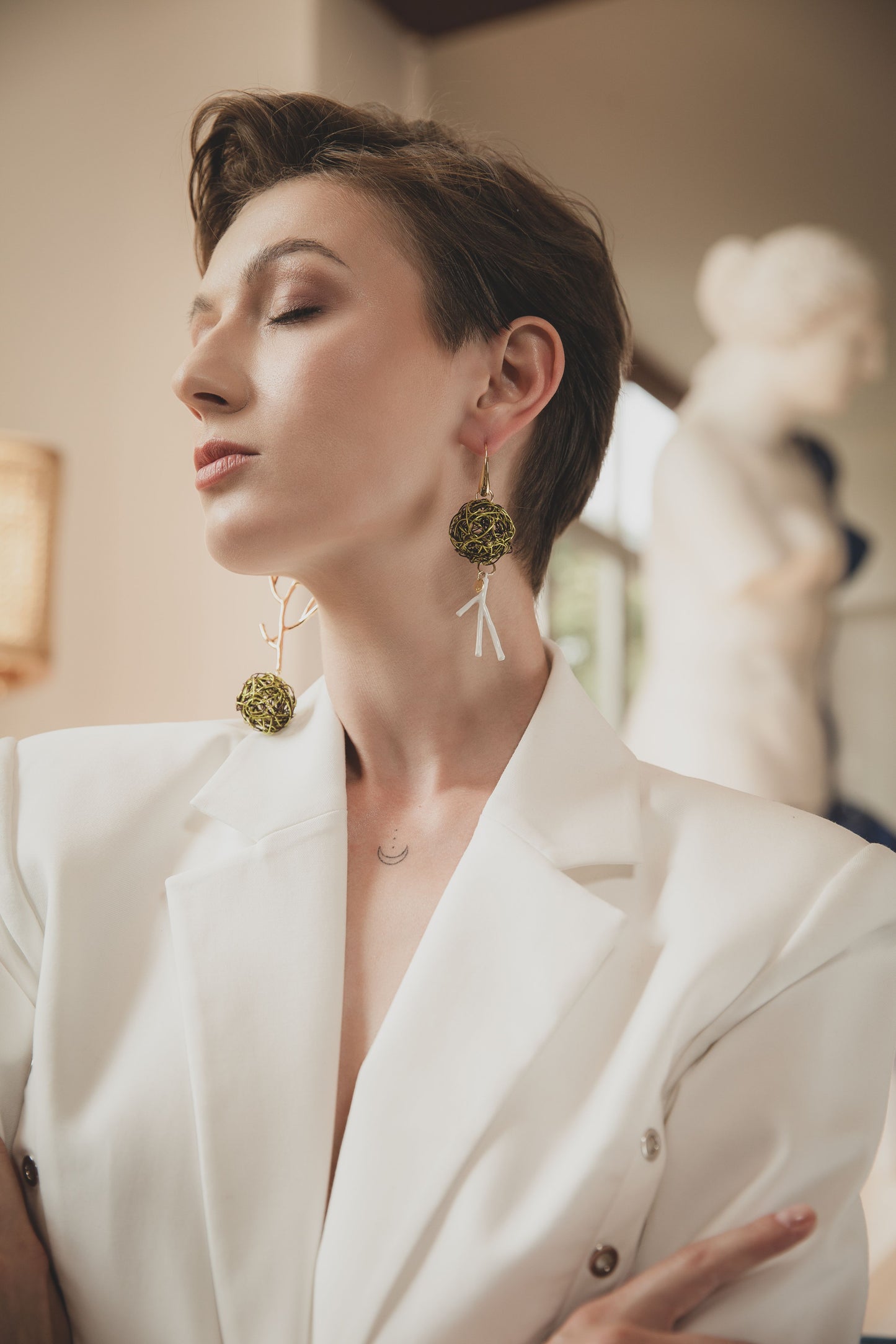 Texture Series - Spherical Branch Pendant Earrings