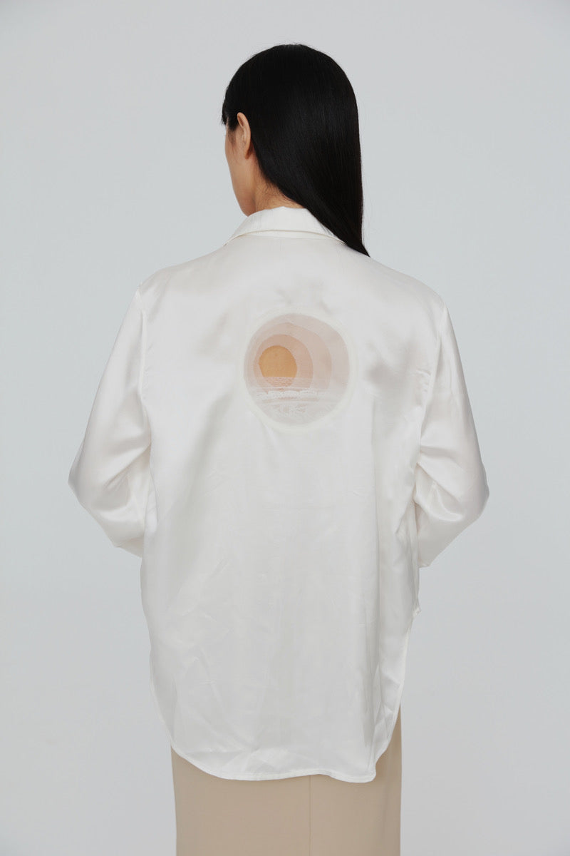 White Vinegar Etched Hollow Out Shirt