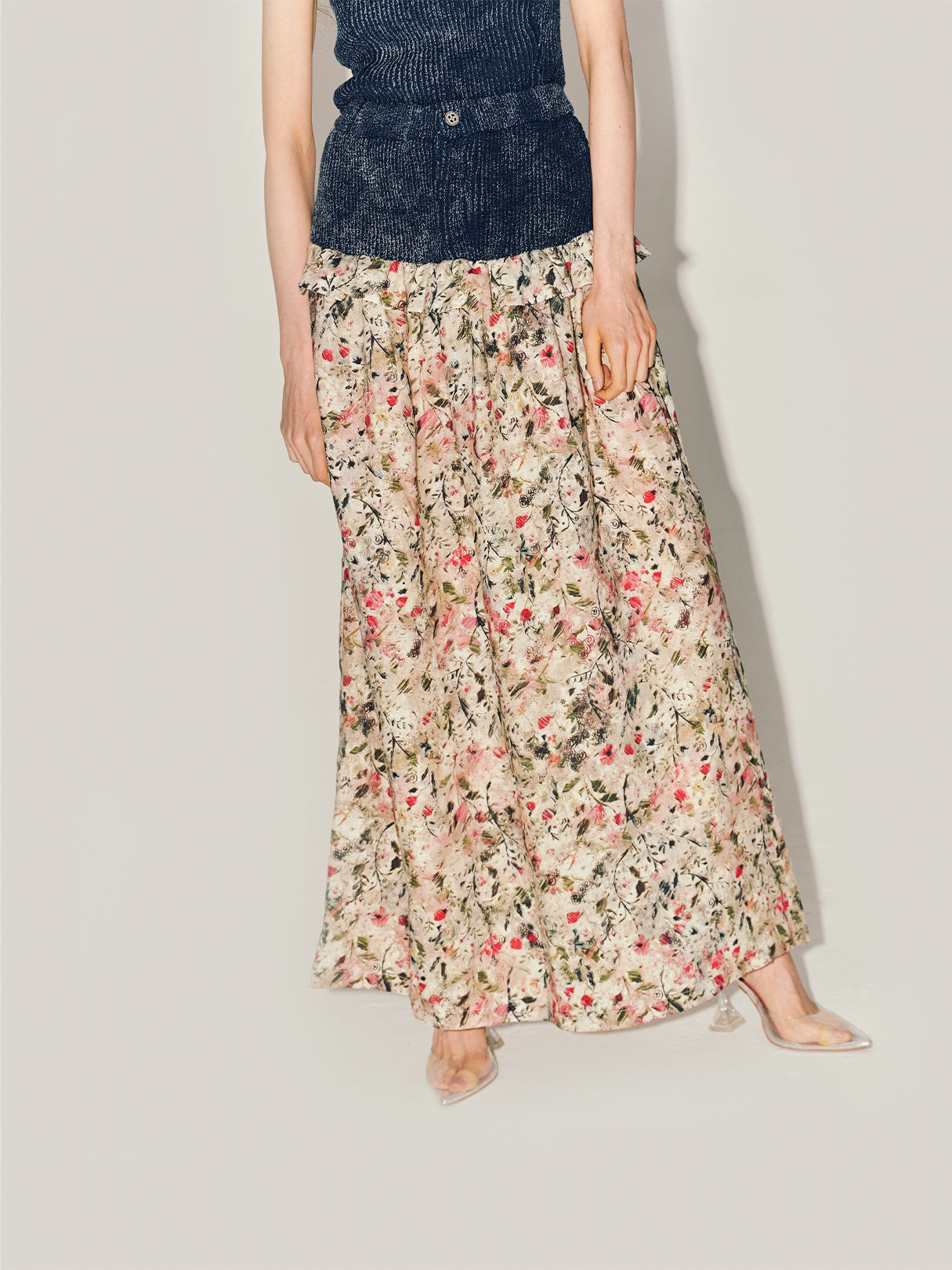 MIAOYAN24 Spring/Summer Original Printed Romantic Bouquet Maxi Skirt