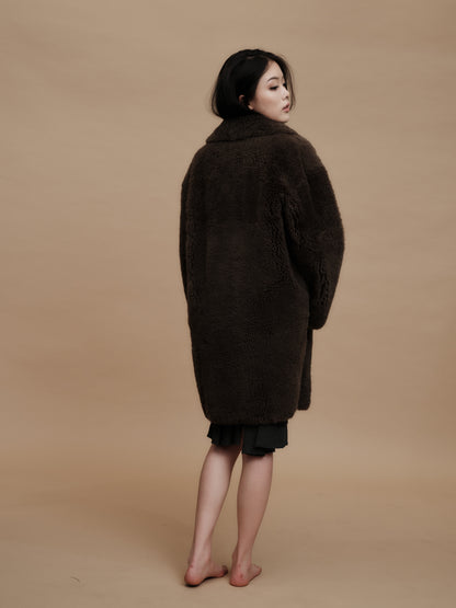 Rare Cashmere Fur Integration Mid-length Coat