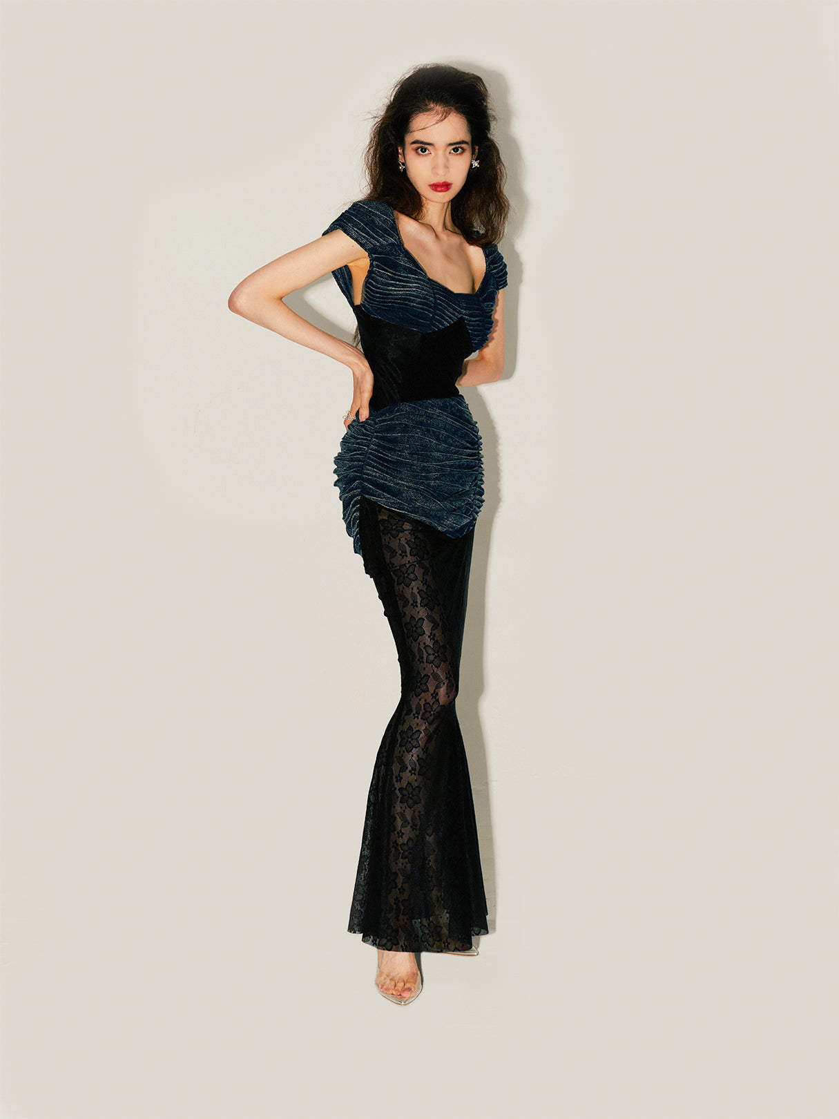 MIAOYAN24 Spring/Summer Knitted Denim Lace Patchwork Mermaid Skirt