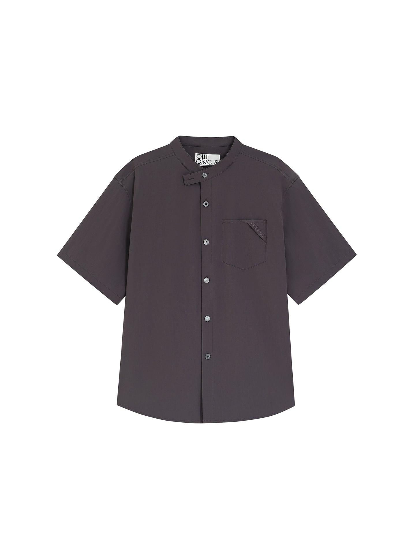 Relaxed Stand Collar Short-Sleeve Shirt