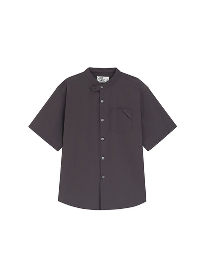 Relaxed Stand Collar Short-Sleeve Shirt