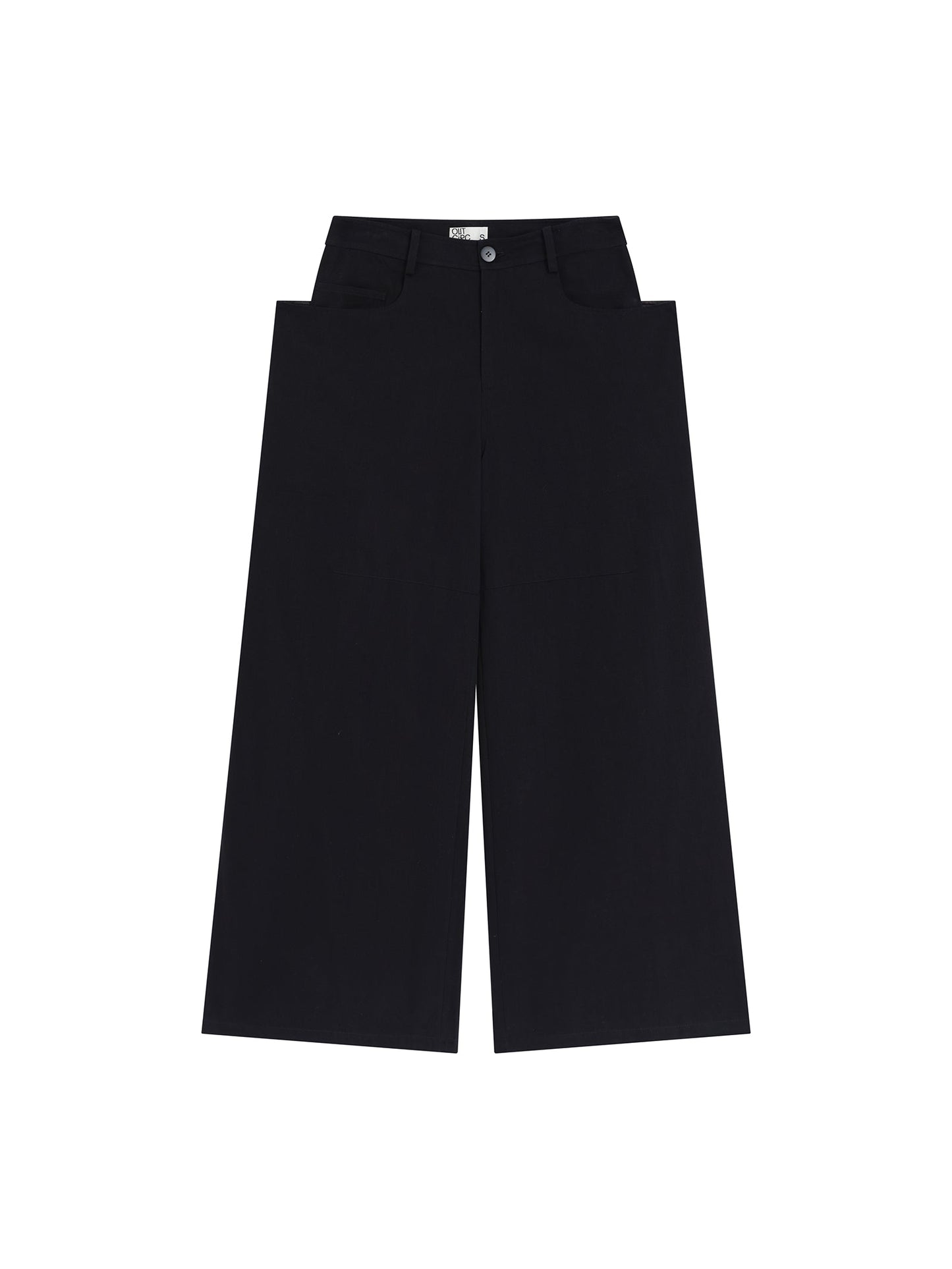 Wide-Leg Trousers with Draped Pockets
