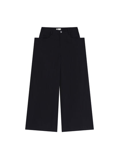 Wide-Leg Trousers with Draped Pockets