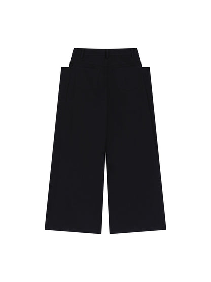 Wide-Leg Trousers with Draped Pockets