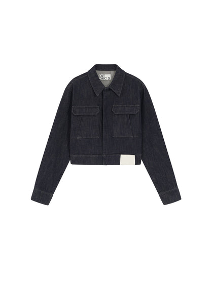 Cropped Raw Denim Boxy Jacket