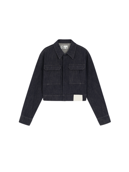 Cropped Raw Denim Boxy Jacket