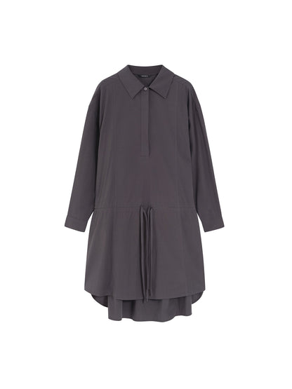 Loosen Form Drawstring Shirt Dress