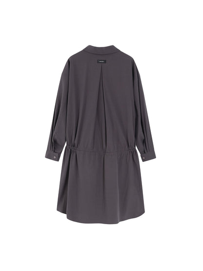 Loosen Form Drawstring Shirt Dress