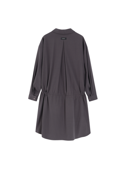 Loosen Form Drawstring Shirt Dress