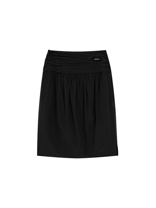 Pleated Cotton Over-the-Knee Skirt